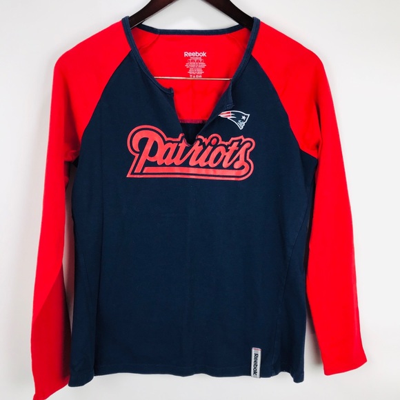 NFL Patriots Raglan long Sleeve Tshirt Sz L Reebok - Picture 5 of 8